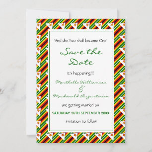 Save The Date LE DRAPEAU ZIMBABWE Customise L'Écriture C'EST EN 