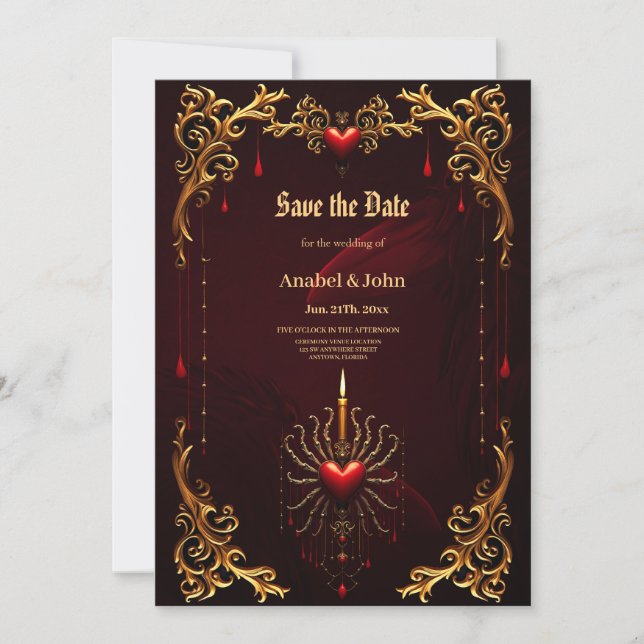 Save The Date Le magnifique art de l'élégance gothique. (Devant)