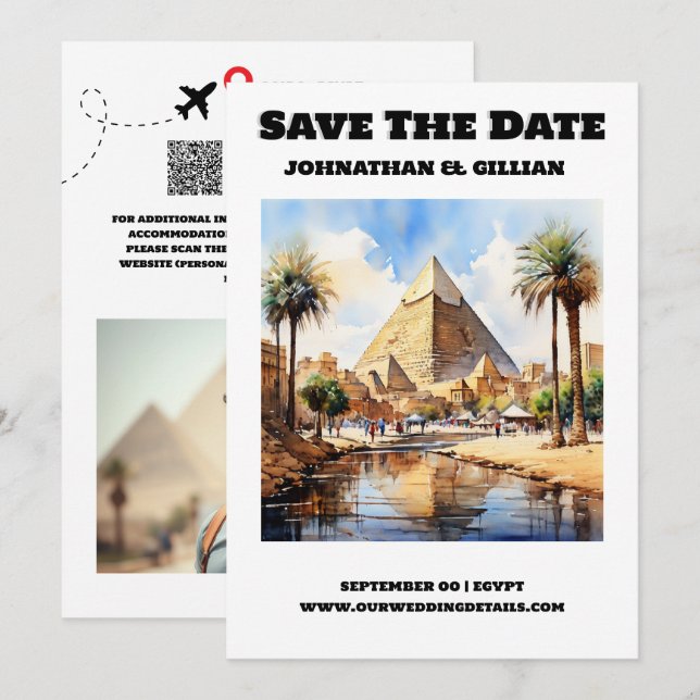 Save The Date Le mariage de destination du Caire enregistrer la  (Devant / Derrière)