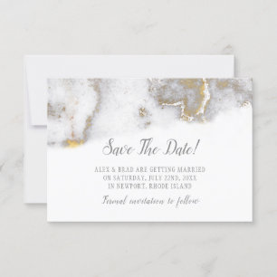 Save The Date Le mariage marbré moderne de gris et d'or font