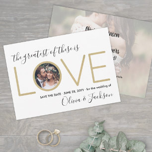Save The Date Le plus grand de ces est l'amour Deux Photo Mariag