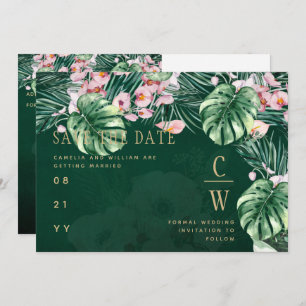 Save The Date LeahG Mariage botanique vert tropical