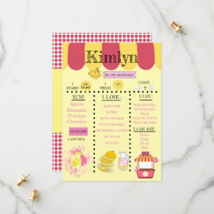 Save The Date Lemonade Stand Jaune 1ère Fête Anniversaire Économ