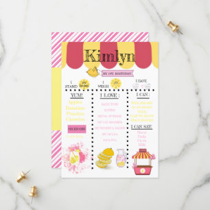 Save The Date Lemonade Stand rose 1er anniversaire