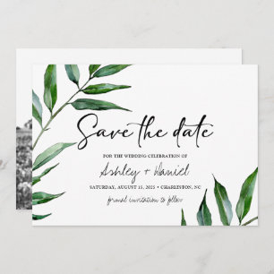 Save The Date Les feuilles de saule d'aquarelle enregistrent la 