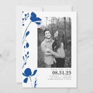 Save The Date Les fleurs bleues de la Marine Élégante Enregistre