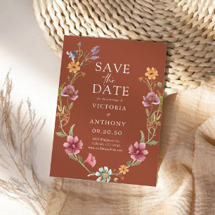 Save The Date Les Fleurs sauvages De Terracotta Sauvegardent Les