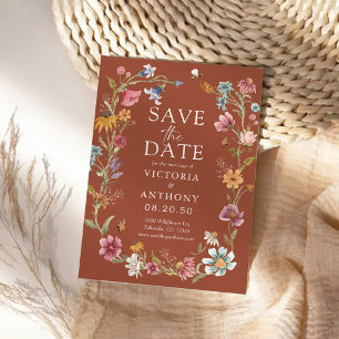 Save The Date Les Fleurs sauvages De Terracotta Sauvegardent Les