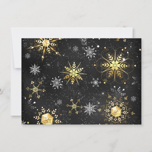 Save The Date Les flocons dorés de Noël sur l'Arrière - plan noi (Devant)