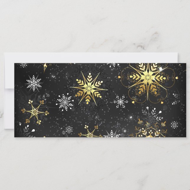 Save The Date Les flocons dorés de Noël sur l'Arrière - plan noi (Devant)