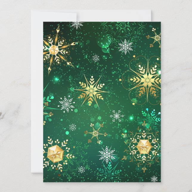 Save The Date Les flocons dorés de Noël sur l'Arrière - plan ver (Devant)