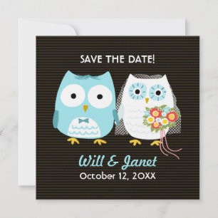 Save The Date Les hiboux mignons épousant des jeunes mariés font