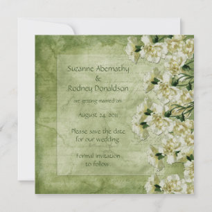 Save The Date Les oeillets blancs et verts font gagner la date