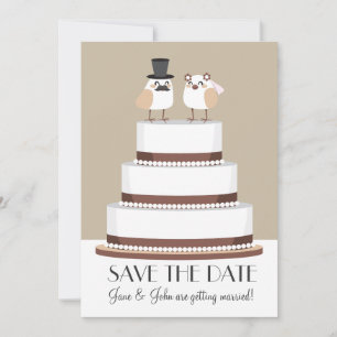 Save The Date Les oiseaux aiment le gâteau de mariage