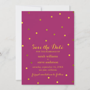 Save The Date Les pointes Faux Gold Fuchsia tendance Enregistrer