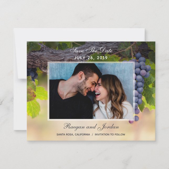 Save The Date Les raisins sur les vignes Photo Enregistrer la ca (Devant)