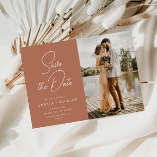 Save The Date lettrage tendance mariage en terre cuite Enregistr