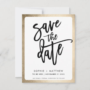 Save The Date Lettre calligraphiée de couple MODERNE avec bordur