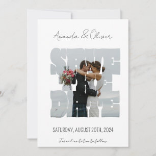 Save The Date Lettré Histoire d'Amour Photo Mariage