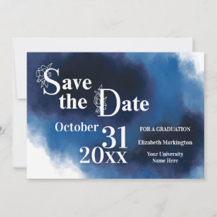 Save The Date Lettre moderne bleue de fleur d'obtention du
