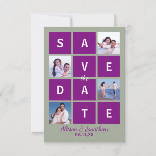 Save The Date Lettres Bloc Modernes & Photo - 3X5 Date de réserv