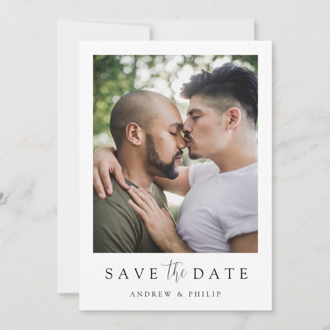 Save The Date LGBTQ Photo Simple Élégant Moderne (Devant)