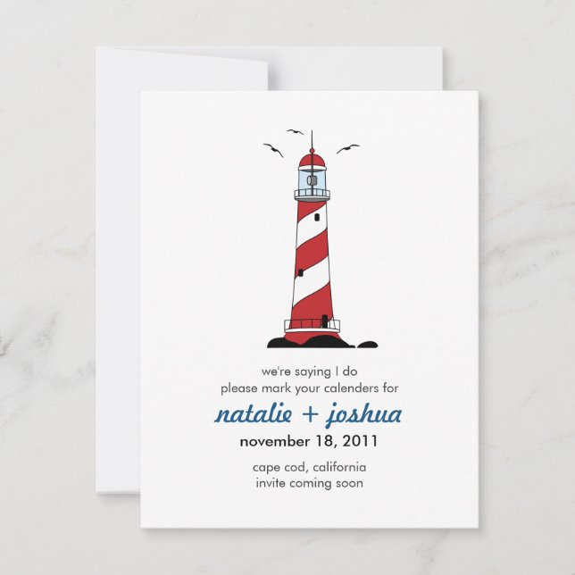 Save The Date Lighthouse Destination Wedding Enregistrer la cart (Devant)