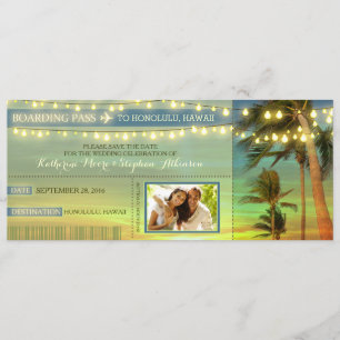 Save The Date Lights Palms Enregistrer La Date Embarquement Pass