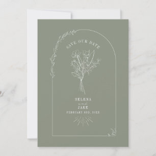 Save The Date Ligne Arc Bouquet Sage Green Enregistrer La Date