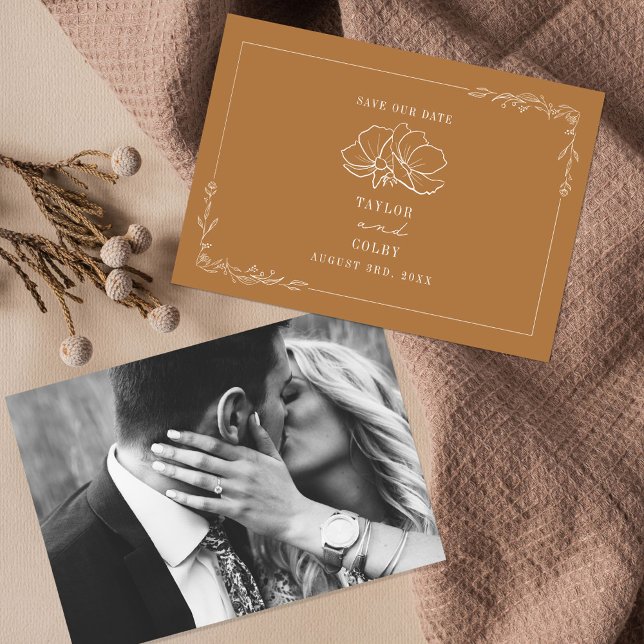 Save The Date Ligne Art Floral Mariage Goldenrod (Créateur téléchargé)