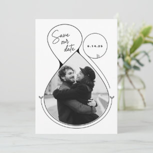 Save The Date Ligne contemporaine Art noir blanc Photo unique