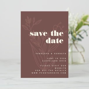 Save The Date Ligne Florale minimaliste Art chaud Mariage rustiq