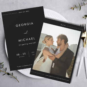Save The Date Ligne Minimaliste Élégante Photo de Mariage Mode