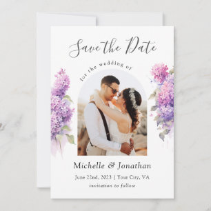 Save The Date Lilac Fleurs Photo Bible Verse Mariage chrétien