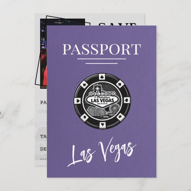 Save The Date Lilac Las Vegas Passeport Enregistrer La Date (Devant / Derrière)