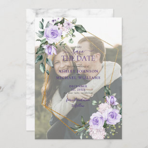 Save The Date Lilac Lavender Vellum Overlay Photo Enregistrer la