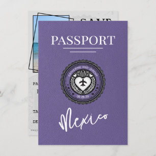 Save The Date Lilac Mexique Passeport Enregistrer La Date