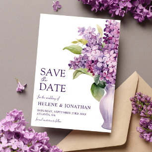 Save The Date Lilac Moderne Rustique Floral Élégant Mariage