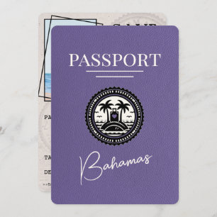 Save The Date Lilac Purple Bahamas Passport Enregistrer La Date