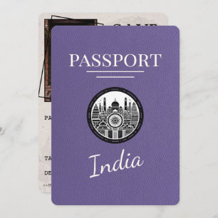 Save The Date Lilac Purple India Passeport Enregistrer La Date