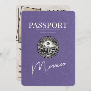 Save The Date Lilac Purple Maroc Passeport Enregistrer La Date