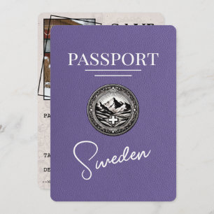 Save The Date Lilac Purple Suède Passeport Enregistrer La Date