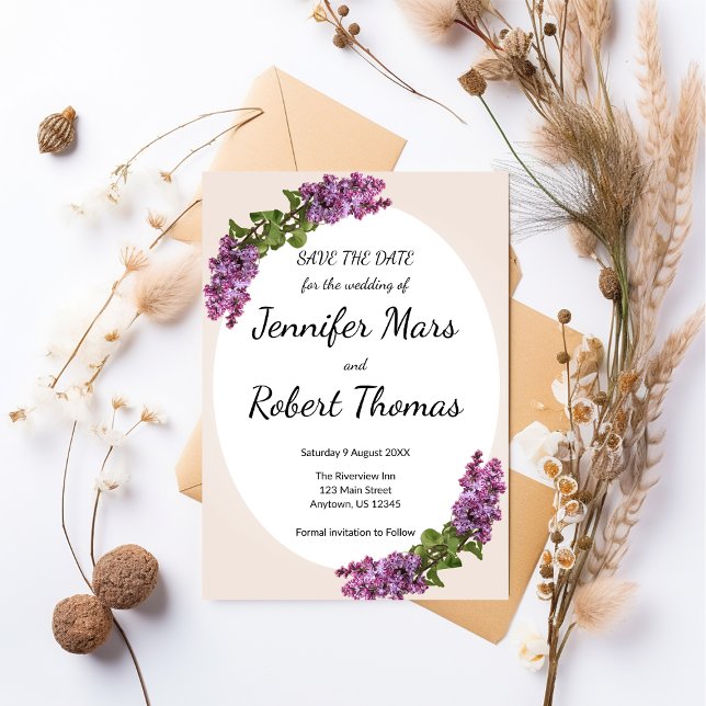 Save The Date Lilacs et Mariage de crème (Créateur téléchargé)