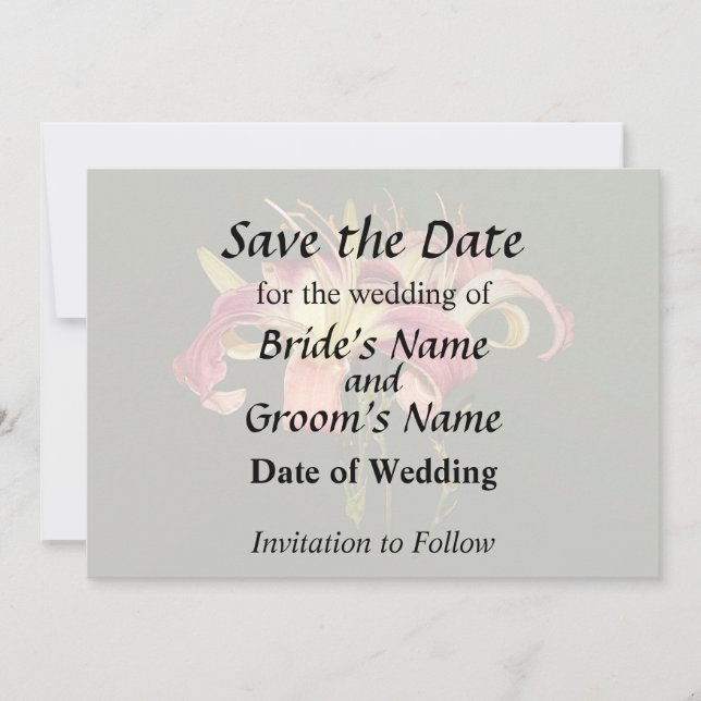 Save The Date Lilies Rose Foncé Avec Centres Jaunes (Devant)
