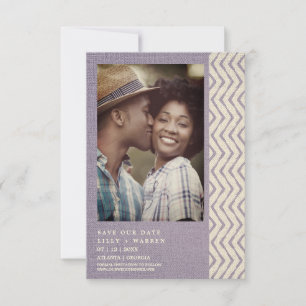 Save The Date Lillac Boho Texture Engagé Couple Romantique
