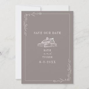 Save The Date Line Art Barn Amethyst Grey Farm Mariage
