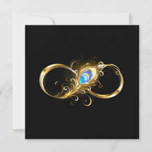Save The Date L'infini avec plume de paon dorée