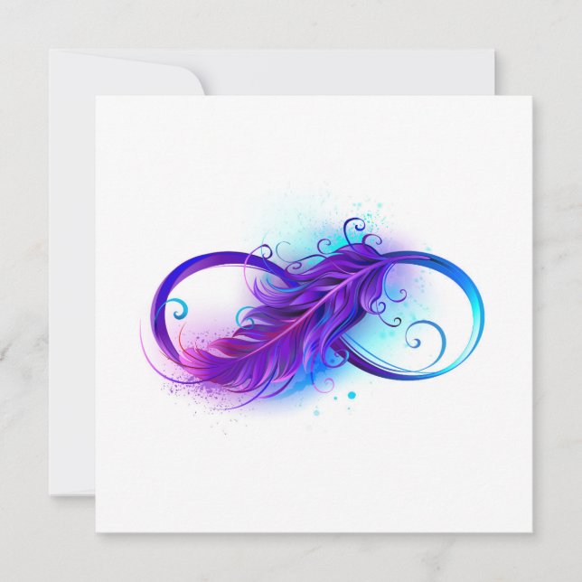 Save The Date L'infini avec plume violette (Devant)