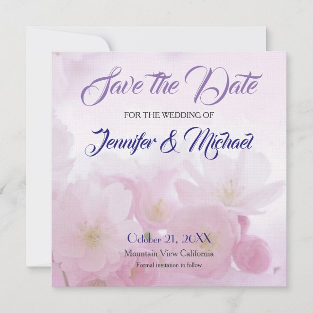 Save The Date Linge Enregistrer la date Mariage Fleurs roses élé (Devant)