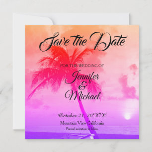 Save The Date Linge Enregistrer la date Mariage Palmiers Exotiqu
